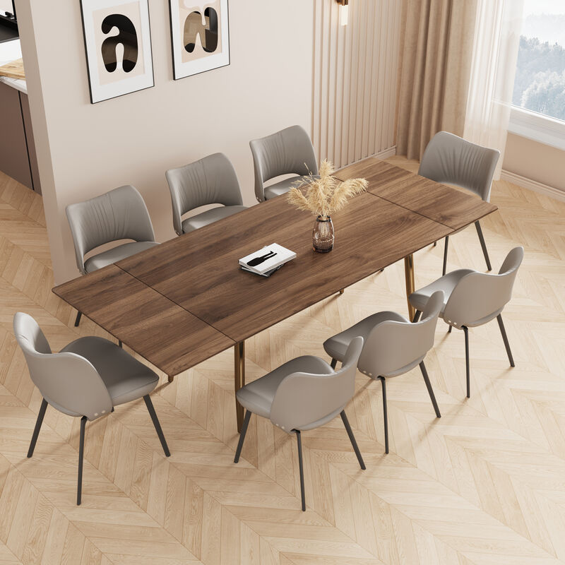 Extendable Dining Table, Seats 6-10, 62.9-94.4" Walnut