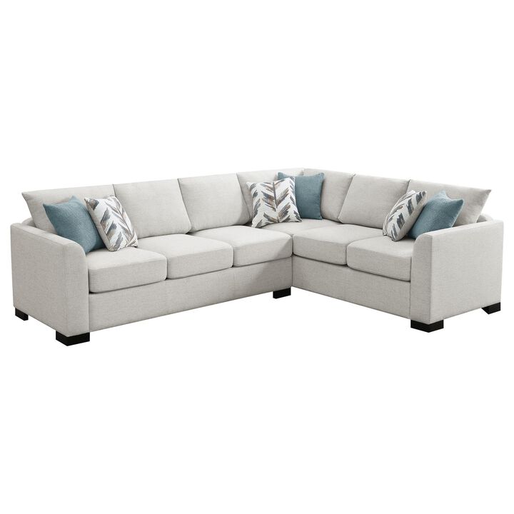 Ashlee Sleeper Sectional Sofa, Greige Chenille, 6 Pillows, 111 Inch - Benzara
