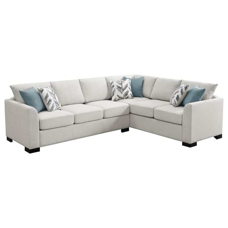 Ashlee Sleeper Sectional Sofa, Greige Chenille, 6 Pillows, 111 Inch - Benzara
