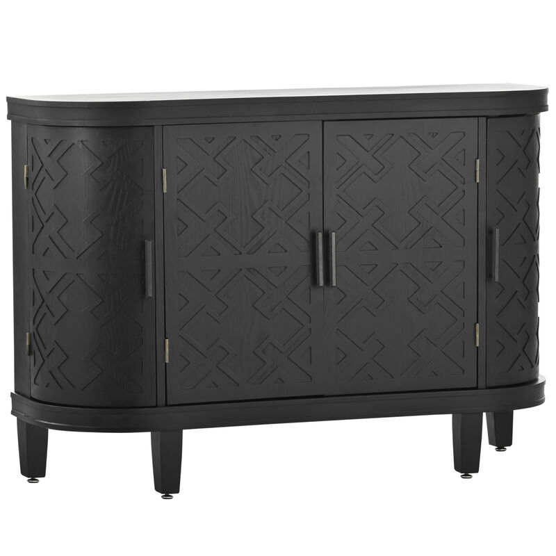 Accent Storage Cabinet Sideboard Wooden Cabinet with Antique Pattern Doors for Hallway, Entryway, Living Room, Bedroom image number 4