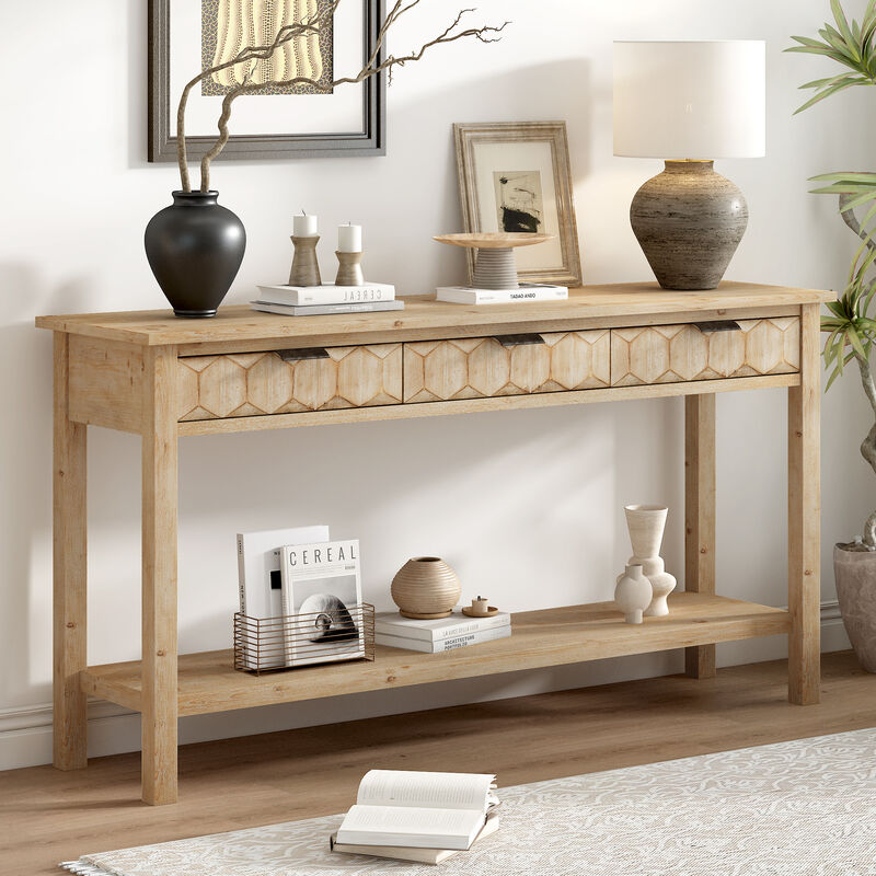 Merax Modern Stylish Console Table with 3 Drawers