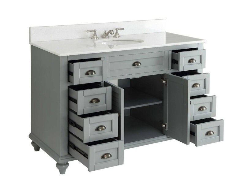 49 Inch Benton Collection Cottage style Glennville Bathroom Sink Vanity Grey image number 2