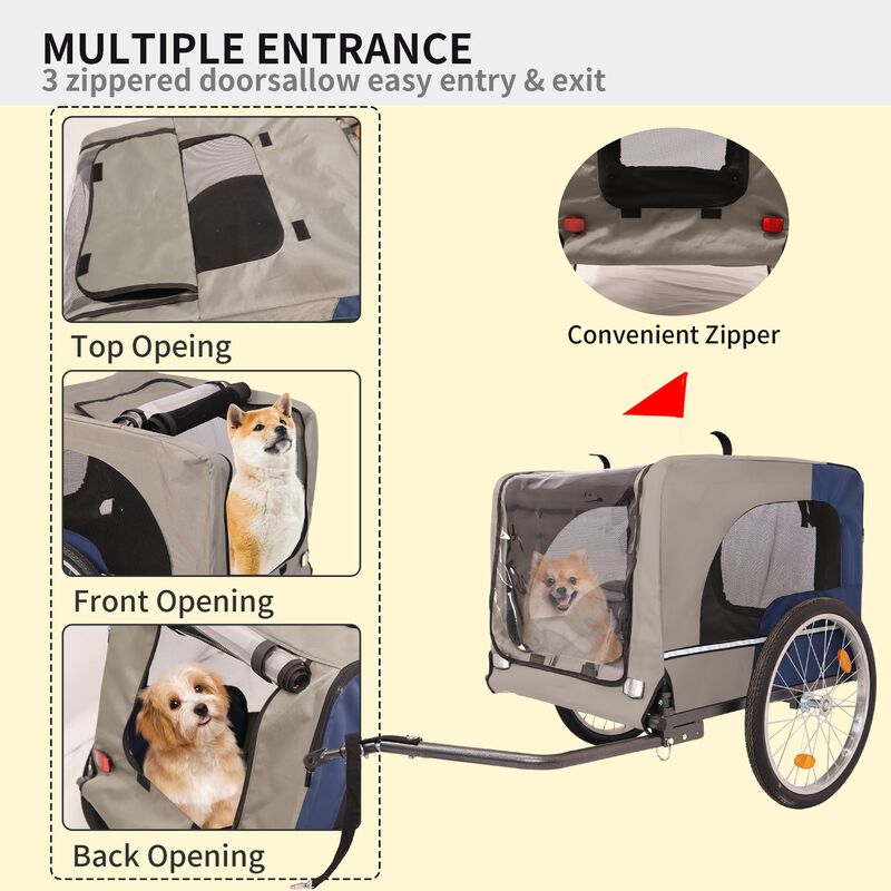 88LB Capacity Foldable Dog Bike Trailer &ndash; 2 Entrances & 20" Wheels for Easy Access image number 4