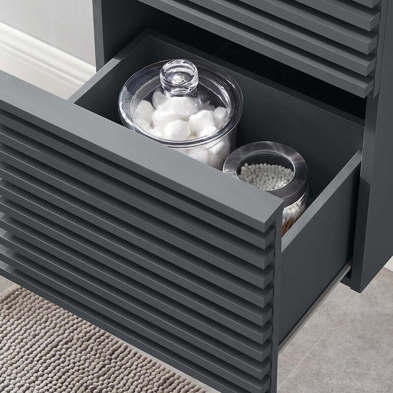 Modway Render 17" MDF Wood Wall-Mount Bathroom Vanity Cabinet in Gray image number 3