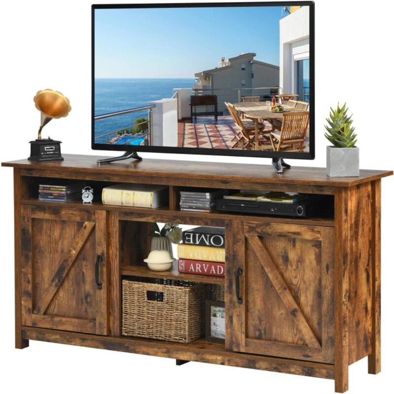 Hivvago Industrial Fireplace TV Stand with Shelve and Cabinet for TVs Up to 65 Inches