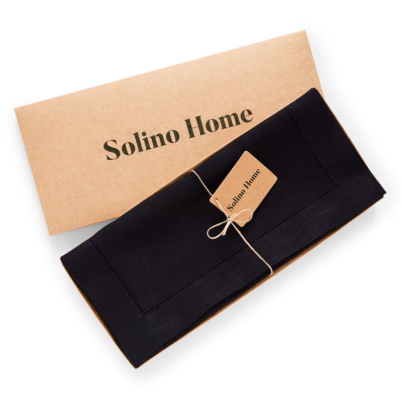 Solino Home 100% Pure Linen Table Runner - Medium Weight Hemstitch