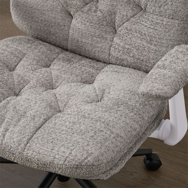 Cross Legged Chair with Flip-up Armrests, Comfy Swivel Chairs with Wide Seat image number 5
