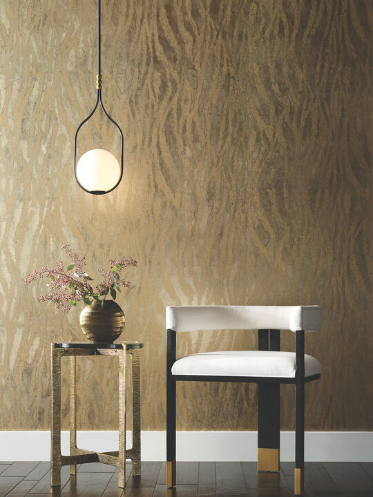 Zebra Chic Antique Gold Wallpaper