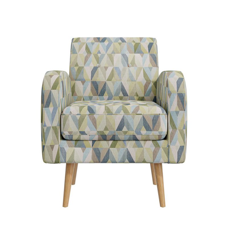 HL Home Furnishings Mid-Century Modern Armchair in Pastel Green and Blue Prism
