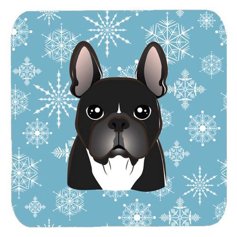 Caroline's Treasures BB1661FC Snowflake French Bulldog Foam Coasters (Set of 4), 3.5, Multicolor