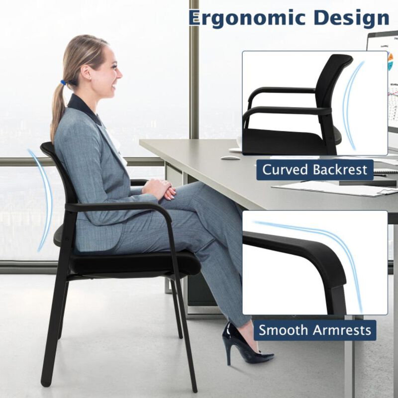Hivvago Set of 2 Stackable Reception Room Chairs with Padded Seat
