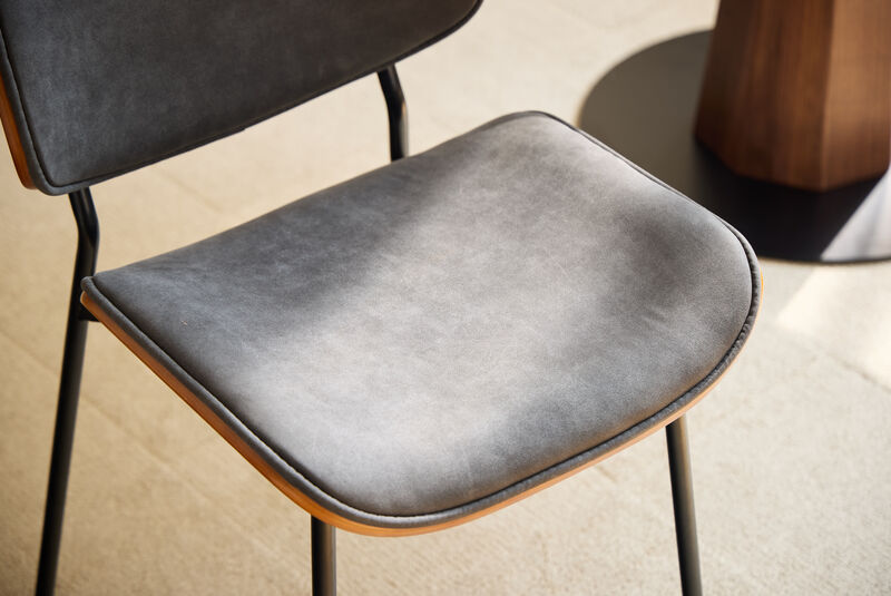 Set of 2 Industrial Metal Wood Dining Chairs