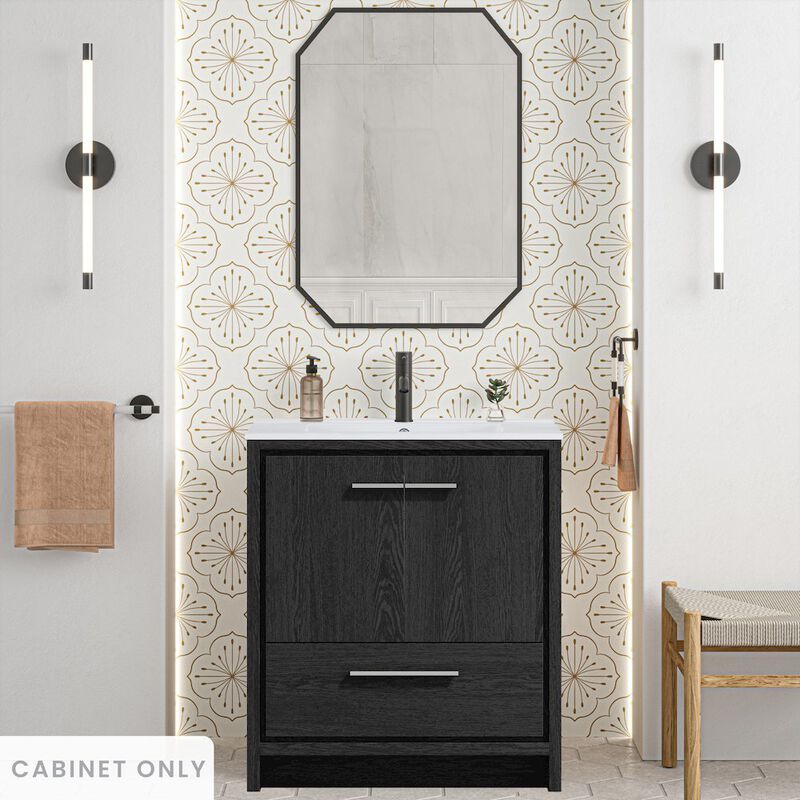 Virage 30" Freestanding Bathroom Vanity in Black Oak without Sink Top image number 1
