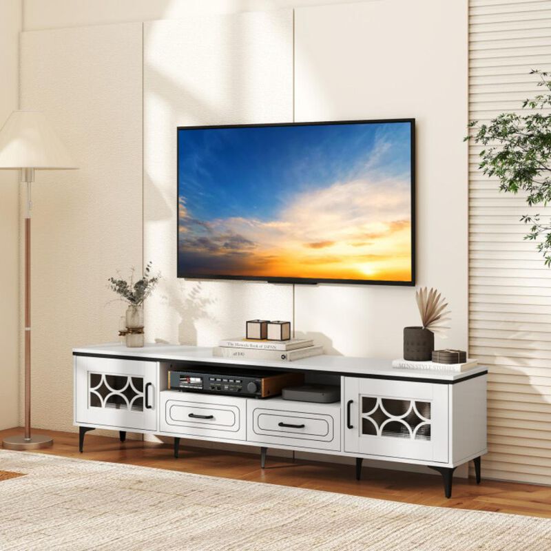 Hivvago Farmhouse TV Stand for TVs up to 80 Inch with 2 Drawers