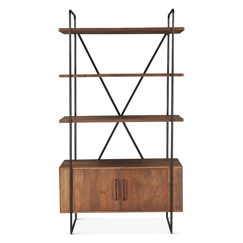 World Interiors Halden Tall Bookshelf in Pecan Brown