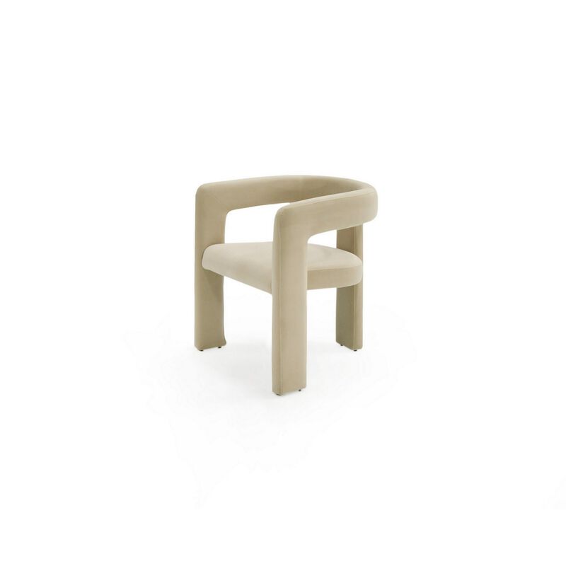 Lavi 26 Inch Dining Chair, Cushioned, Curved Open Back, Beige Upholstery - Benzara image number 0