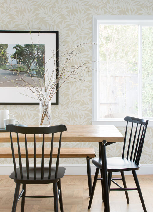 Morris Taupe Leaf Wallpaper