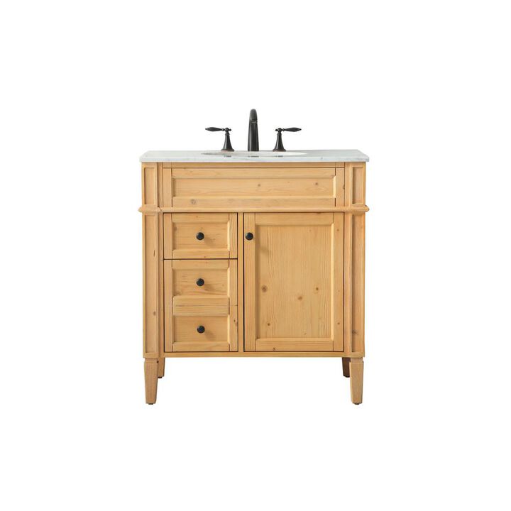 Elegant Kitchen and Bath 32 inch Single bathroom vanity in natural wood