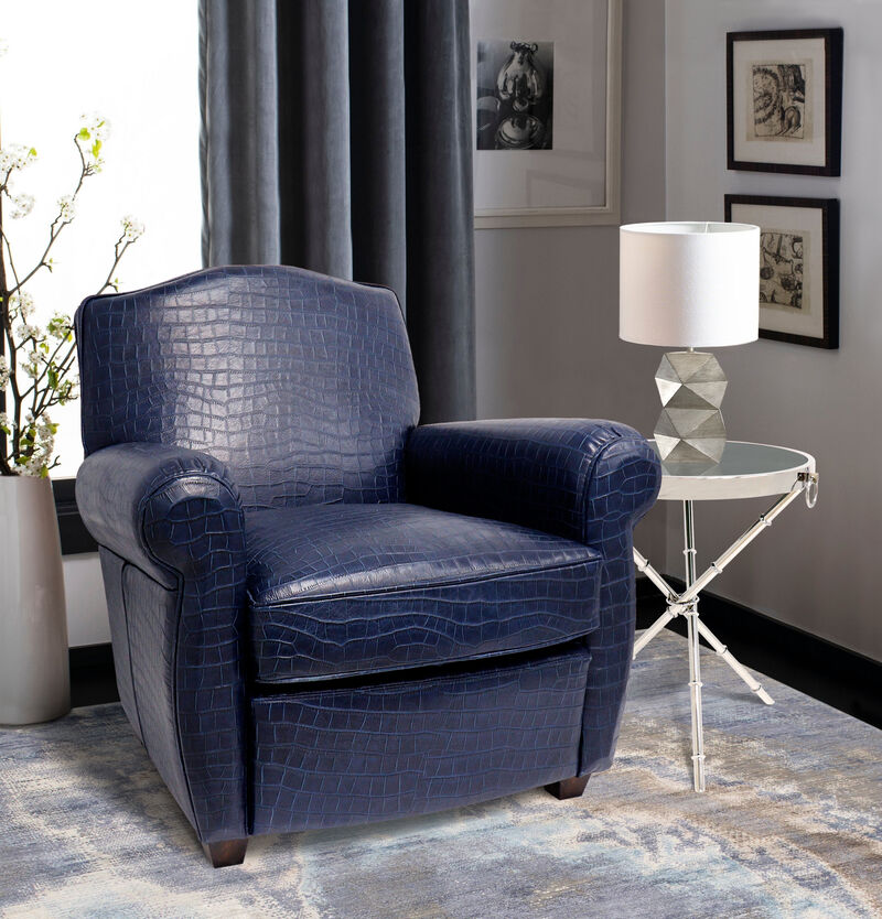 Pasargad Home Vicenza Embossed Leather Wing Chair image number 1