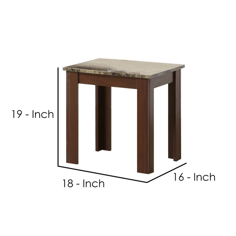 Solid Modern Style 3 piece occasional table set, Brown-Benzara