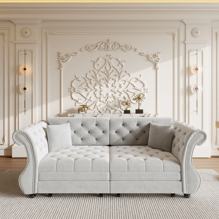 Merax Convertible Chesterfield Velvet Sofa Bed Loveseats