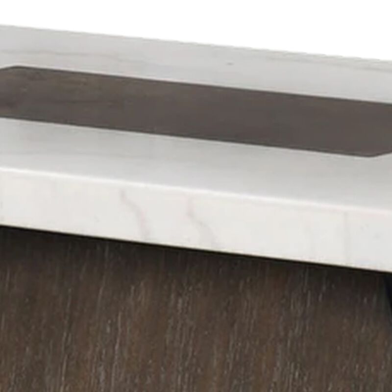 Asten Coffee Table, 48 Inch White Marble, Walnut Brown Pedestal Base image number 3