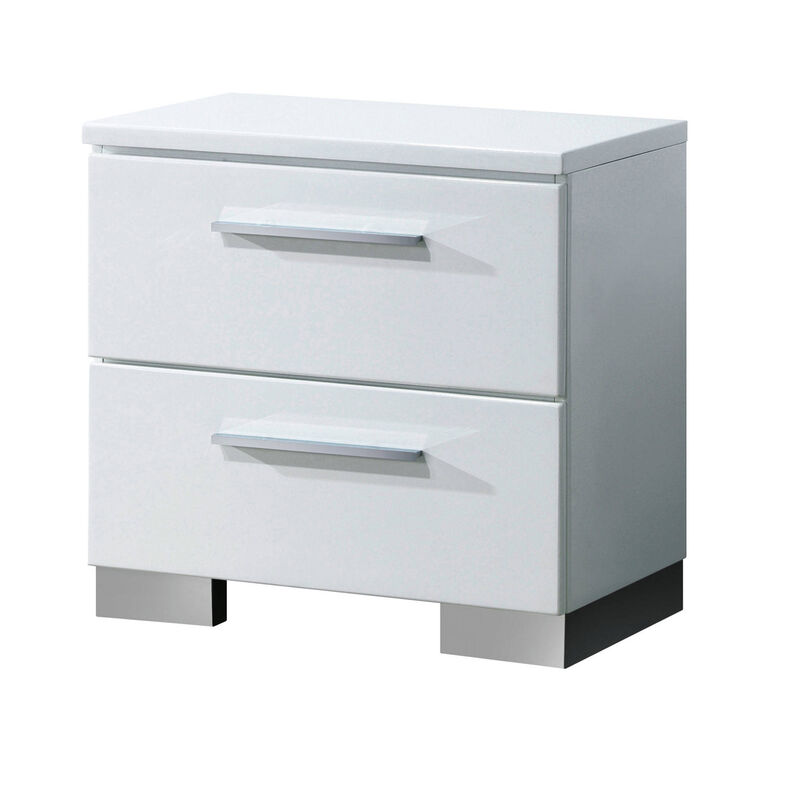 Queen Bedroom Set in White & Black Wood &ndash; 2 Piece Set with Nightstand image number 2