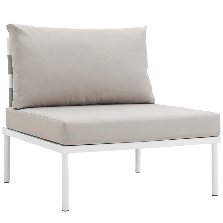 Harmony 5 Piece Outdoor Patio Aluminum Sectional Sofa Set - White Beige