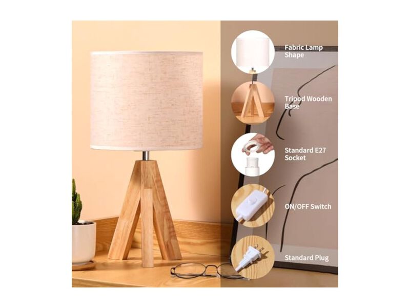 Wood Fabric Desk Lamp For Living Room Desk image number 1