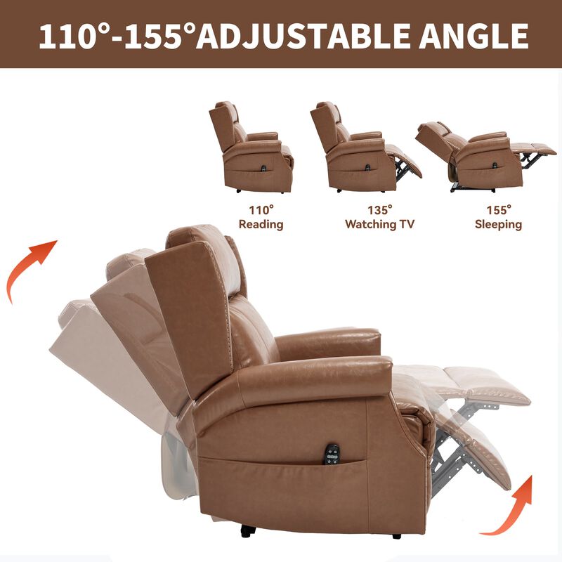 Manual Recliner Chair in Faux Leather for Living Room with Heavy Duty Motion Mechanism, 8 vibrating nodes and 3 massage modes image number 7
