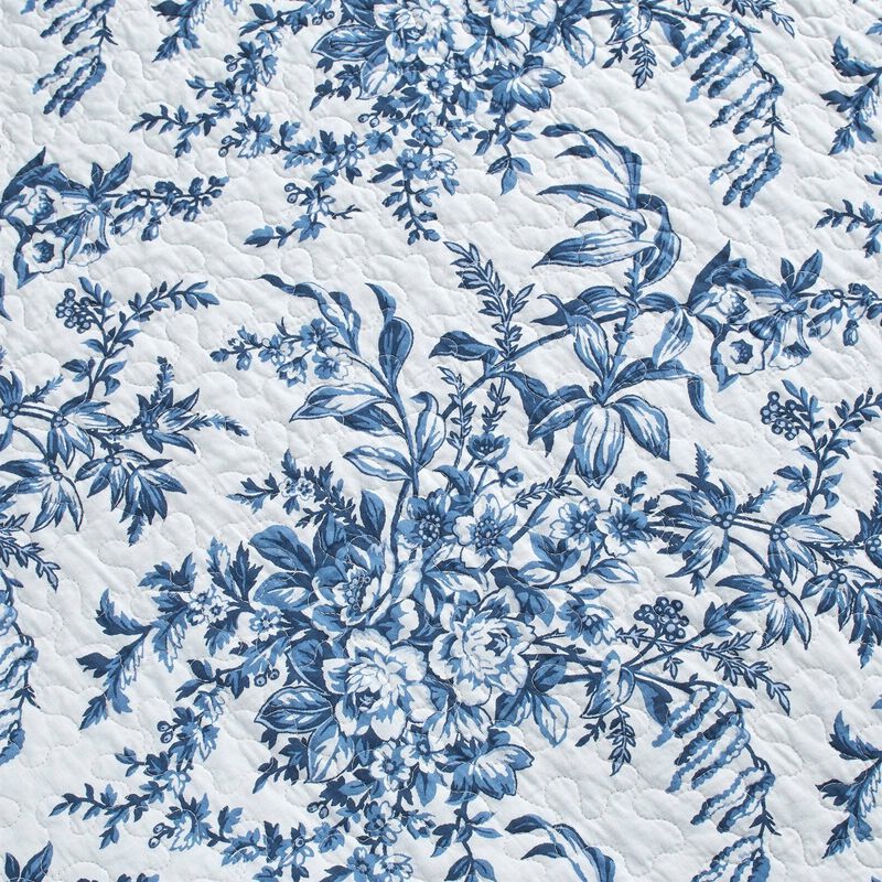 Hivvago Full/Queen 3 Piece Bed In A Bag Reversible Blue White Floral Cotton Quilt Set