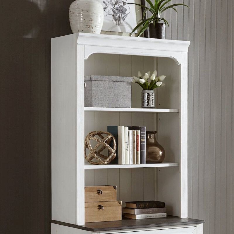 Liberty Furniture Lateral File Hutch W32" x D15" x H46" Cottage -  White w/ Charcoal Tops image number 2