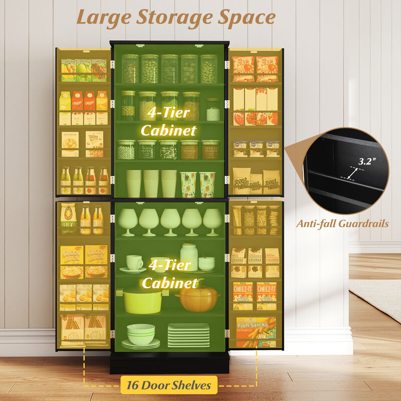 65.5-Inch Tall Kitchen Pantry Storage Cabinet &ndash; Black image number 7