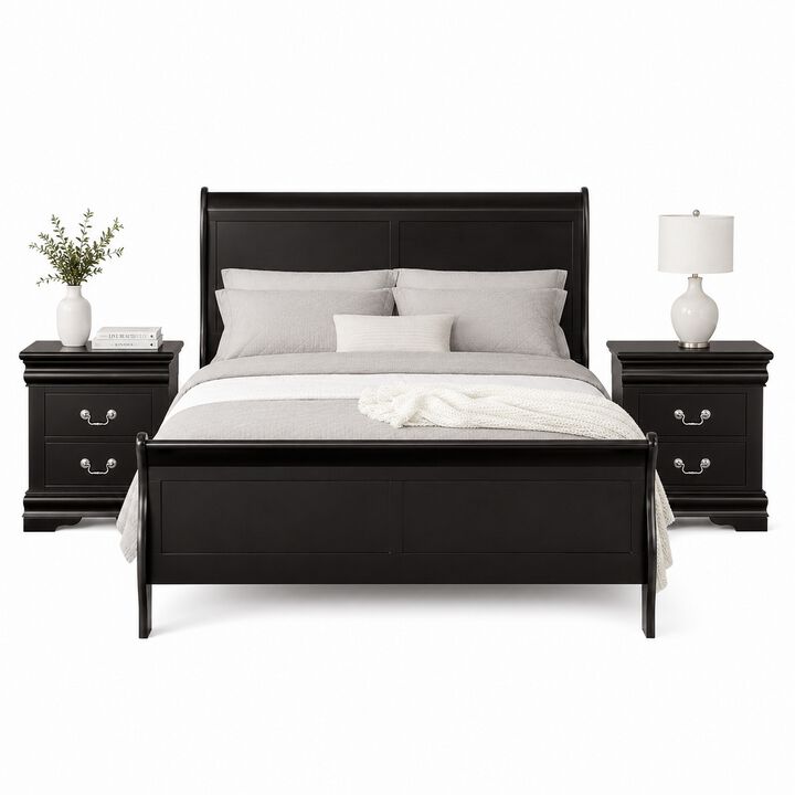 Bedroom Set, Wood, 3 Piece Set with 2 Nightstands