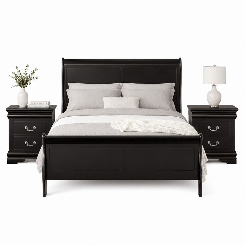 Bedroom Set, Wood, 3 Piece Set with 2 Nightstands image number 0