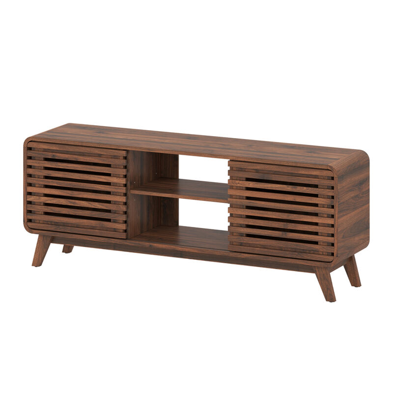 Modern Entertainment Center with Grille Style Sliding Doors for Living Room image number 3