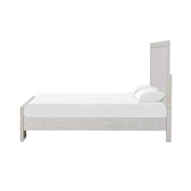 3pc King Bedroom Set, Rustic White, White, Nickel Wood, 2 Nightstands image number 5