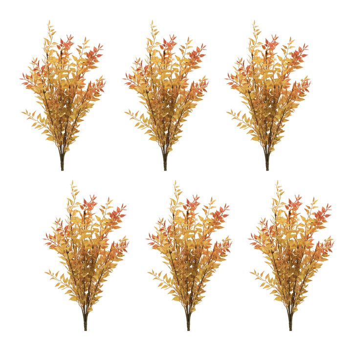 Set of 6 Fall Foliage Bushes for Autumn Centerpieces, Vases, or Tabletop Decor