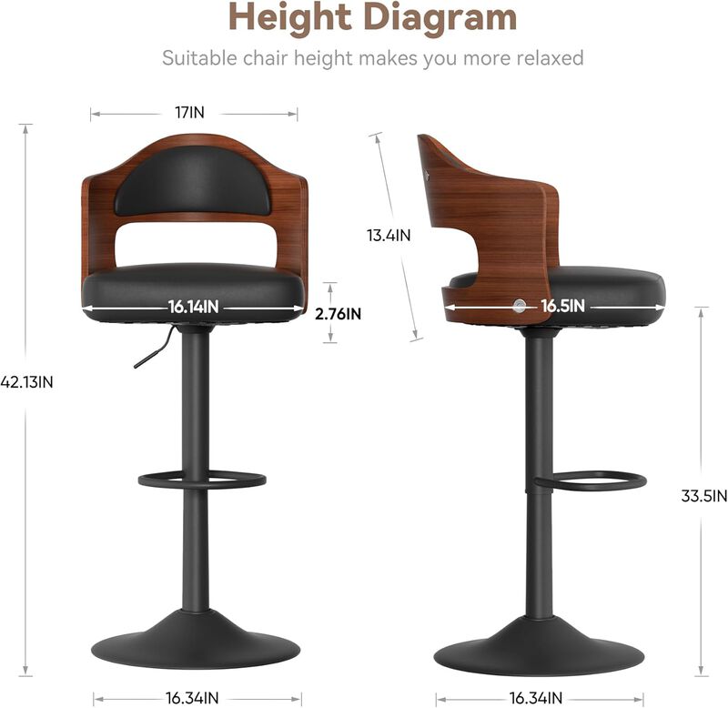 Modern Rustic Dual-Color Swivel Bar Stools Set of 2, Height Adjustable Counter Height Stools with Footrest, 360 Degree Commercial Kitchen Chairs for Home, Hotel image number 2