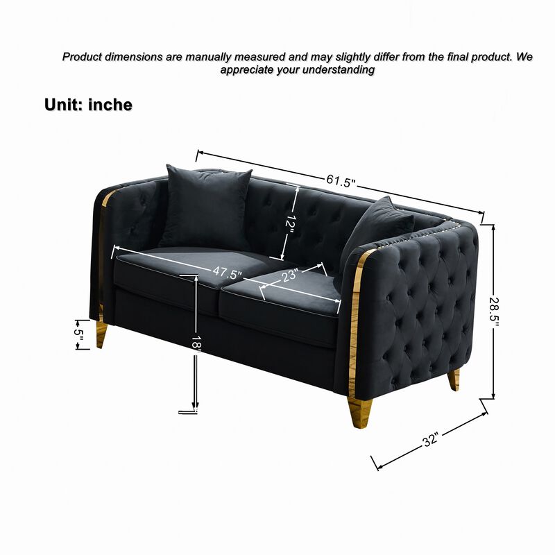Klurox Velvet accent Loveseat image number 2