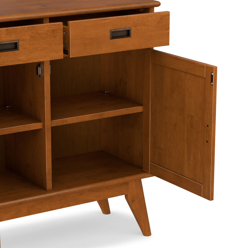 Draper SOLID HARDWOOD 36 inch Wide Mid Century Modern Entryway Storage Cabinet in Teak Brown image number 8