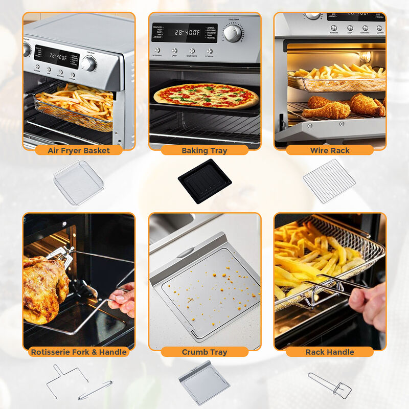 Cusimax Air Fryer Oven Countertop, 10-in-1 Convection Oven, 24QT Combo Countertop Toaster Oven with Rotisserie & Dehydrator, Rich Accessories image number 6