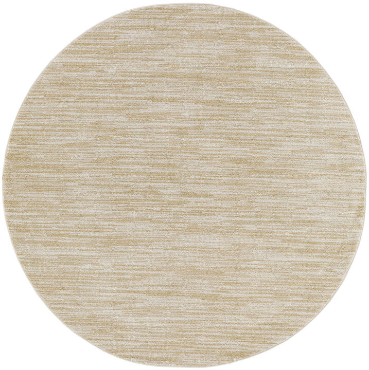 HomeRoots 6' Ivory And Gold Round Abstract Indoor Outdoor Area Rug