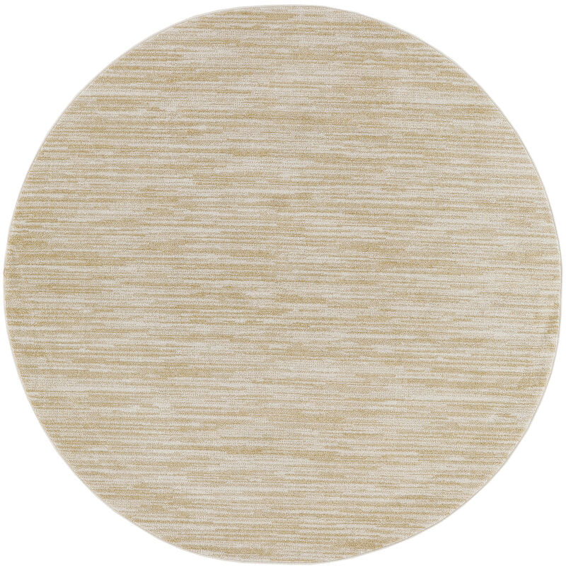 HomeRoots 6' Ivory And Gold Round Abstract Indoor Outdoor Area Rug image number 0