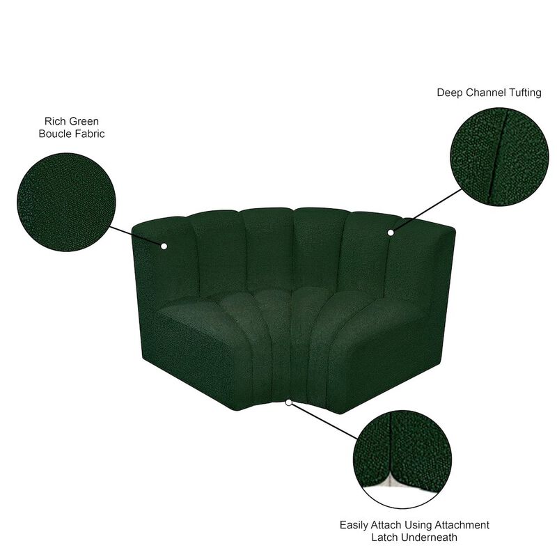Meridian Furniture Arc Green Boucle Fabric Modular Sofa