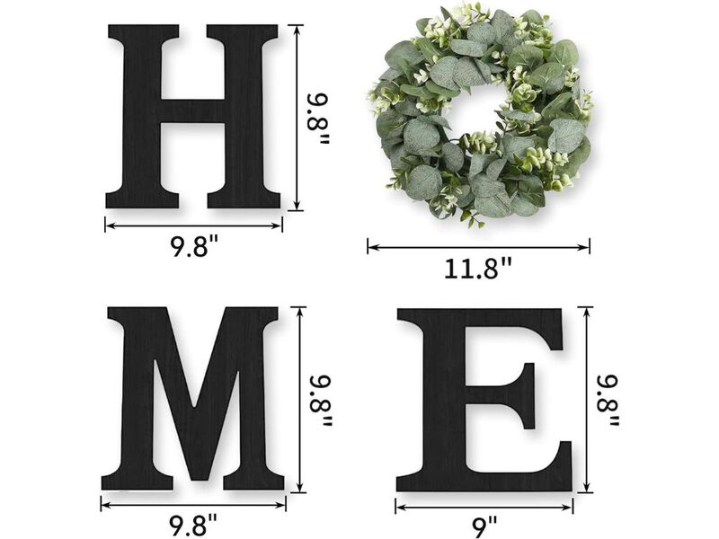 Wood Home Sign with Eucalyptus Wreath Rustic Farmhouse Wall Art for Living Room image number 2
