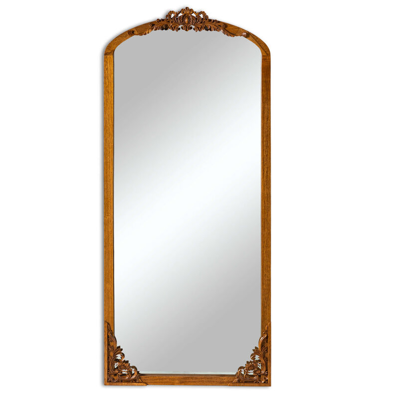 HomeRoots 69" Brown Solid Wood Framed Full Length Mirror image number 2
