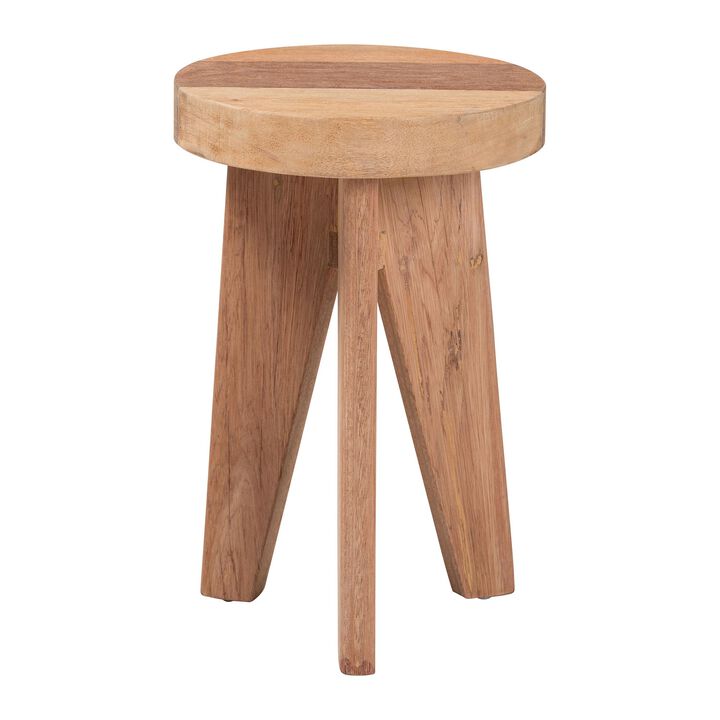 bali & pari Sayen Acacia Wood Multipurpose Accent Stool - Sculptural End Table with Flared Tripod Base for Living Room, Bedroom or Dining Room