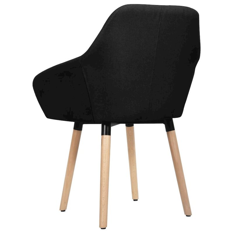 Dining Chair Set of 2 Black Polyester Fabric and Solid Wood Legs