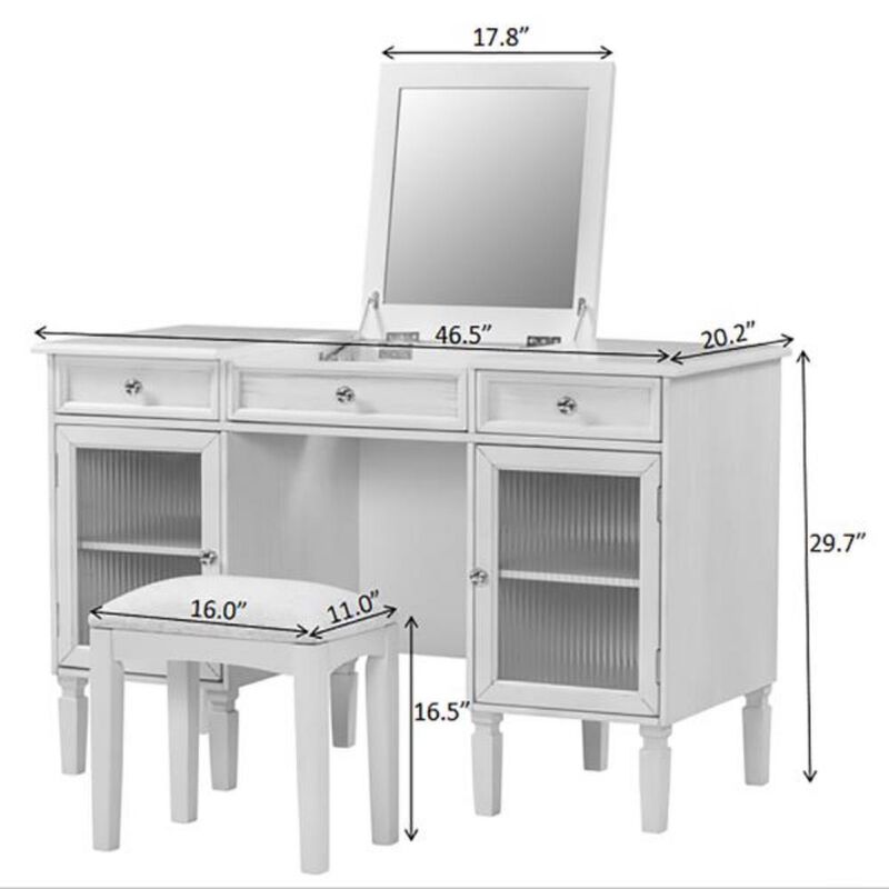 2-in-1 Vanity Desk with Flip-Top Mirror and Hidden Storage image number 2